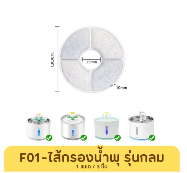 แผ่นกรองน้ำพุแมว ไส้กรองน้ำพุสัตว์เลี้ยง - Image 7