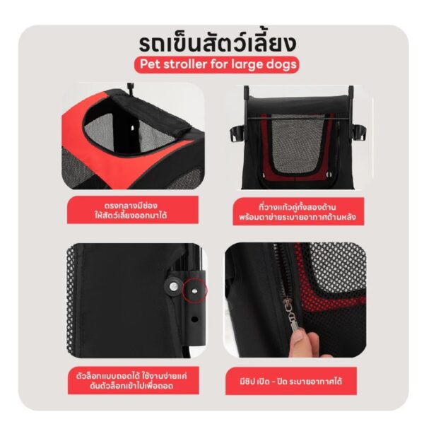 รถเข็นสัตว์เลี้ยง ขนาดใหญ่ ฟรี!! สายจูง - Image 11