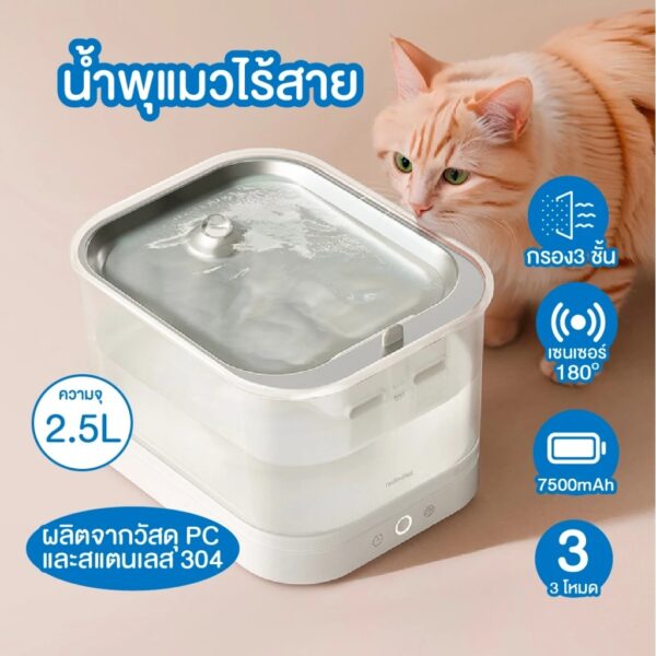 น้ำพุไร้สายสัตว์เลี้ยง ระบบเซ็นเซอร์ - Image 7
