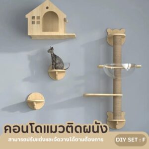 [Bratvee] คอนโดแมวติดผนัง บ้านแมว DIY เฟอร์นิเจอร์สัตว์เลี้ยง ติดผนังได้ แข็งแรง ทนทาน มีหลุมอวกาศใส
