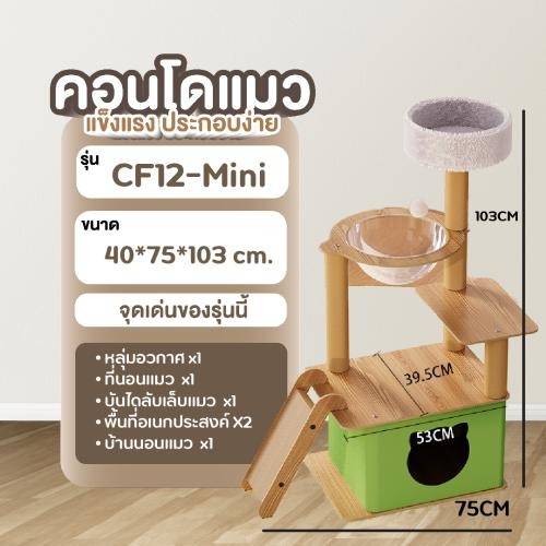 [BRATVEE] คอนโดแมวไม้ คอนโด N9 มีหลุมอวกาศ พร้อมของเล่นติดเสา สีสันสดใส สูง 153cm
