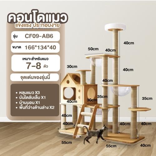 [Bratvee] คอนโดแมว งานไม้พรีเมียม พร้อมหลุมอะคริลิคใส 2 หลุม เฟอร์นิเจอร์สัตว์เลี้ยง