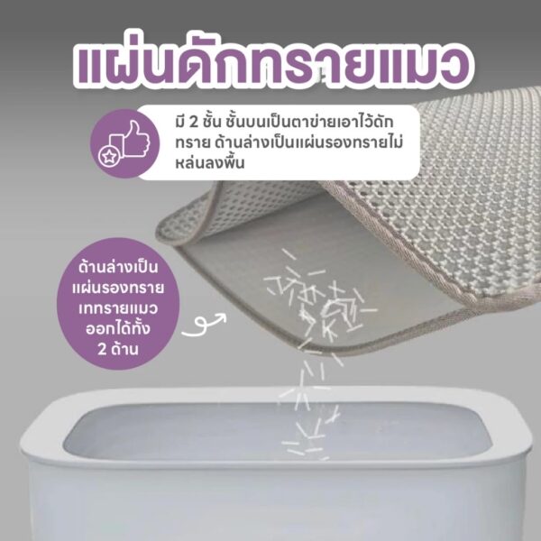 แผ่นดักทรายแมว 2 ชั้น ล้างน้ำได้ เททรายออกได้ ช่วยดักทรายแมว ที่ดักทรายแมว - Image 8