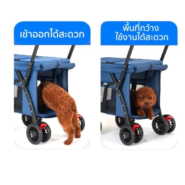 Pet Trolley รถเข็นสัตว์เลี้ยง รถเข็นสุนัข รถเข็นแมว✨ฟรี!! ขวดน้ำพกพา - Image 8