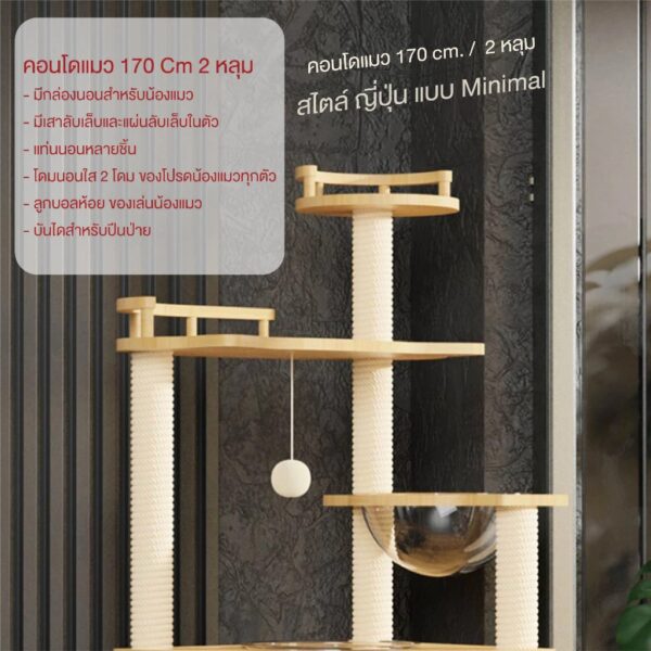 คอนโดแมวไม้ บ้านแมว คอนโดแมวเกรดพรีเมียม - Image 3