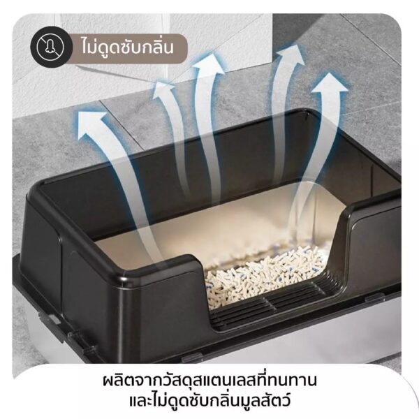 กระบะทรายแมว วัสดุสแตนเลส หน้ากว้าง50cm ไม่สะสมกลิ่นเหม็นติดกระบะ ล้างทำความสะอาดง่าย - Image 7
