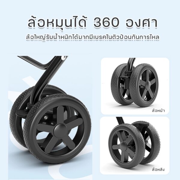 รถเข็นสัตว์เลี้ยง 3in1 รถเข็น2ชั้น ถอดแยกเป็นคาร์ซีท พับเก็บได้ รับน้ำหนักได้ชั้นละ 10kg. - Image 5