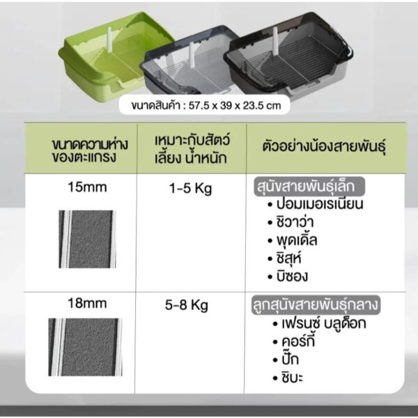 ห้องน้ำสุนัข ถาดรองฉี่สุนัข ถาดฝึกขับถ่าย แบบตะแกรงเหล็ก ทำความสะอาดง่าย - Image 3