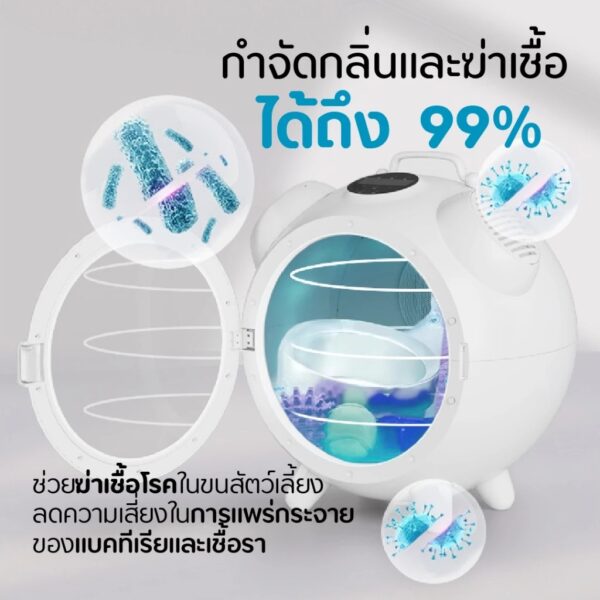 [Bratvee] ตู้เป่าขนสัตว์เลี้ยง เครื่องเป่าขนแมว 1000W PTC มี UV และโอโซฯ เชื่อมต่อ App ได้ - Image 8