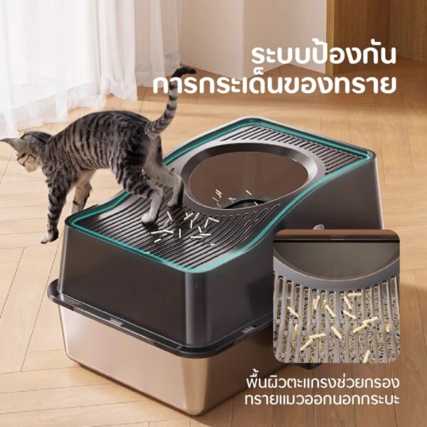 กระบะทรายแมว วัสดุสแตนเลส หน้ากว้าง60cm ไม่สะสมกลิ่นเหม็นติดกระบะ ล้างทำความสะอาดง่าย - Image 8