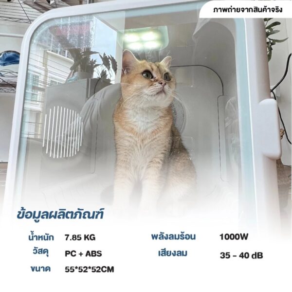 ตู้เป่าขนสัตว์เลี้ยง เครื่องเป๋าขนแมว กล่องเป่าขนสัตว์เลี้ยง 1000W มีให้เลือก 4 รุ่น - Image 6