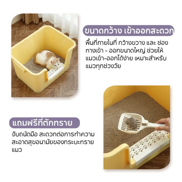 ✨กระบะทรายแมวจัมโบ้ ขนาด 60cm.(ไม่มีฝา) มีตะแกรงดักทราย ห้องน้ำแมวขนาดใหญ่ - Image 9